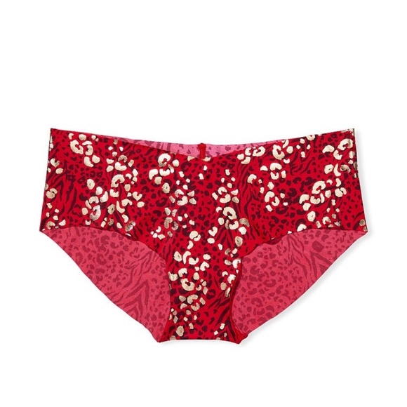 Victoria's Secret No Show Shine Hiphugger Panty Red Mixed Animal Print NEW - Picture 6 of 7